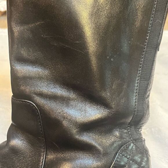 Aquatalia Geneva Black Leather Riding Boots Size 8 - Picture 10 of 10